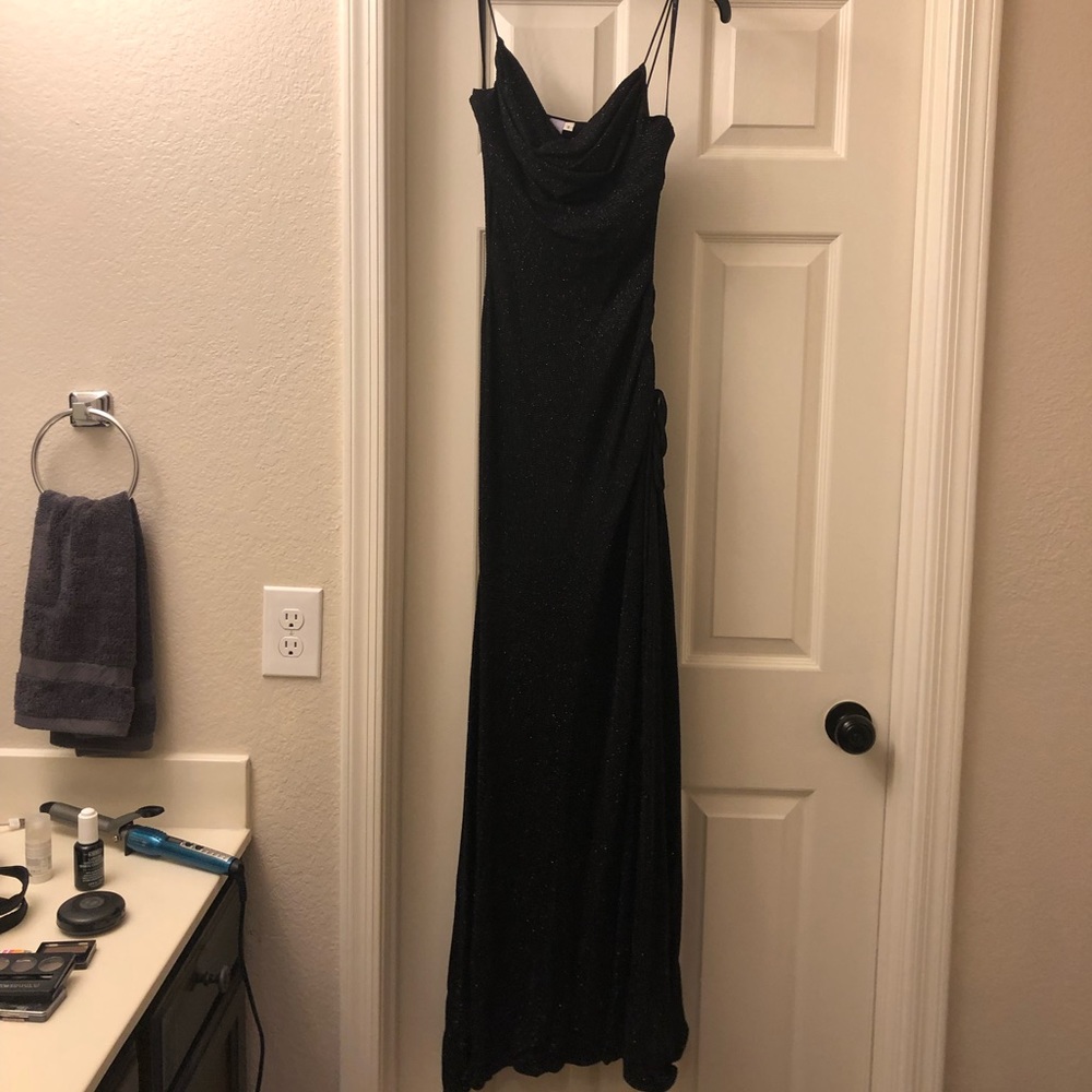 Full length sparkling gown.